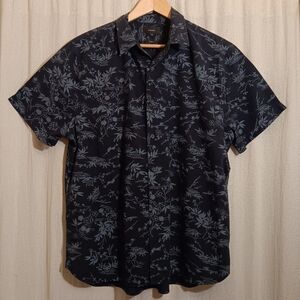 VINCE Blue Bamboo Floral Print Button Down Short Sleeve Shirt Mens SZ XL